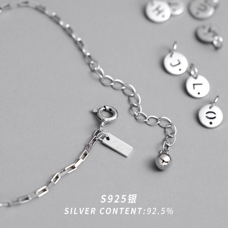 現貨 客製化 專屬記號 小圓牌 字母 純銀 手鍊 閨蜜 紀念 手鏈 細鍊 通體純銀 S925-細節圖3
