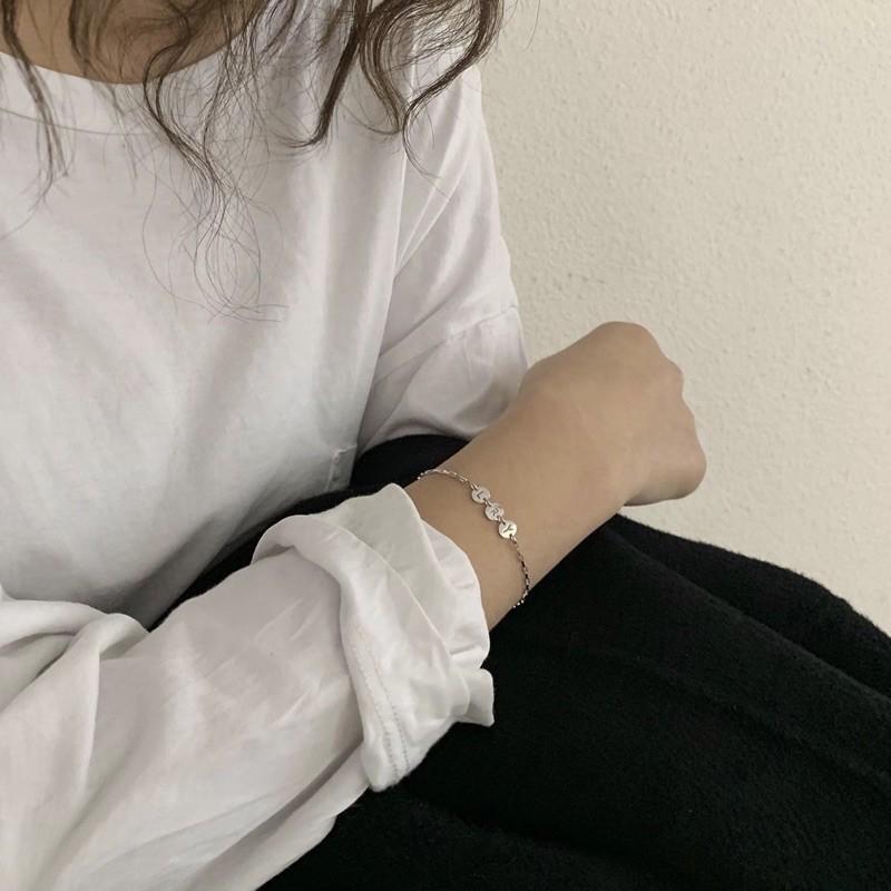 現貨 客製化 專屬記號 小圓牌 字母 純銀 手鍊 閨蜜 紀念 手鏈 細鍊 通體純銀 S925-細節圖5