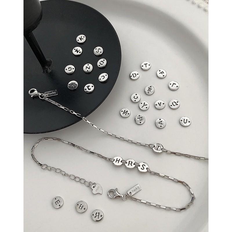 現貨 客製化 專屬記號 小圓牌 字母 純銀 手鍊 閨蜜 紀念 手鏈 細鍊 通體純銀 S925-細節圖7