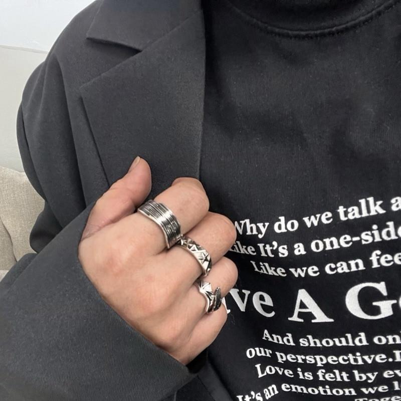 現貨實拍 Y2K 滿版星星戒指 開口戒指 男生戒指 復古戒指 s925 銀戒 寬戒 戒圍可調 小東西工作室 SR007-細節圖4