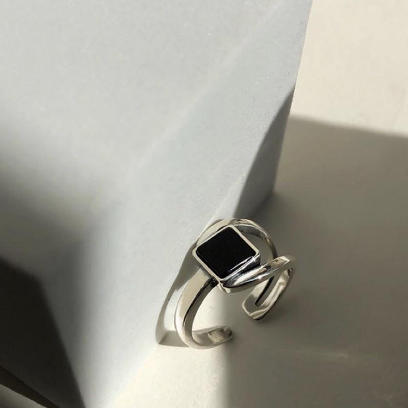 現貨 黑寶石 造型戒指 組合戒 S925銀 鏤空戒指-細節圖6