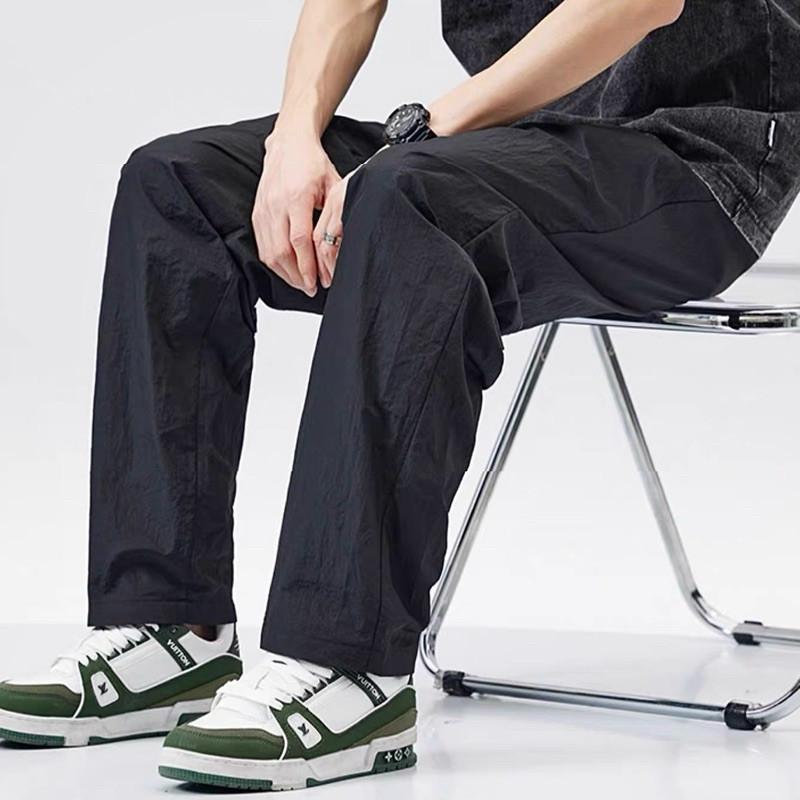 現貨 三色 通勤簡約款 機能長褲 傘兵褲 涼感長褲 透氣長褲 薄長褲 基本款 男生 褲子 日系 素面 錐形褲 直筒褲-細節圖2