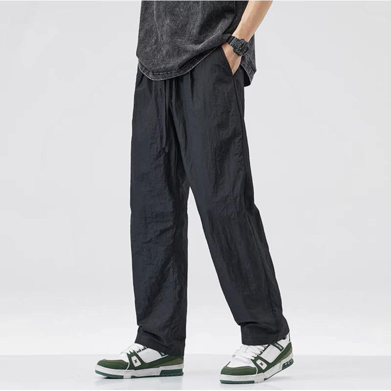 現貨 三色 通勤簡約款 機能長褲 傘兵褲 涼感長褲 透氣長褲 薄長褲 基本款 男生 褲子 日系 素面 錐形褲 直筒褲-細節圖3