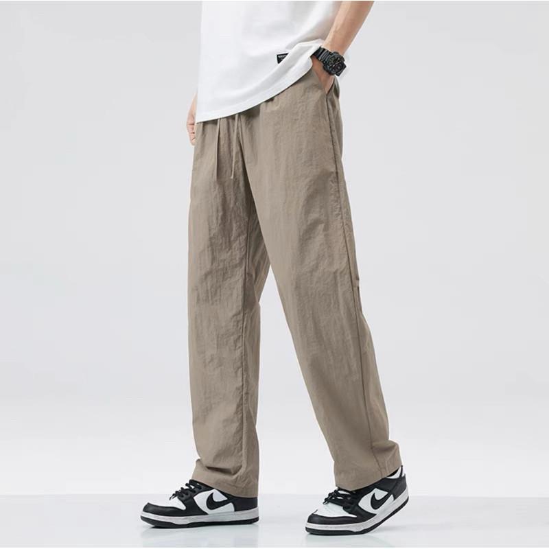 現貨 三色 通勤簡約款 機能長褲 傘兵褲 涼感長褲 透氣長褲 薄長褲 基本款 男生 褲子 日系 素面 錐形褲 直筒褲-細節圖4