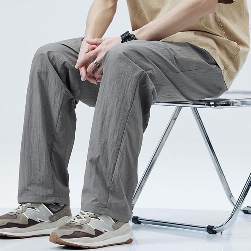 現貨 三色 通勤簡約款 機能長褲 傘兵褲 涼感長褲 透氣長褲 薄長褲 基本款 男生 褲子 日系 素面 錐形褲 直筒褲-細節圖5