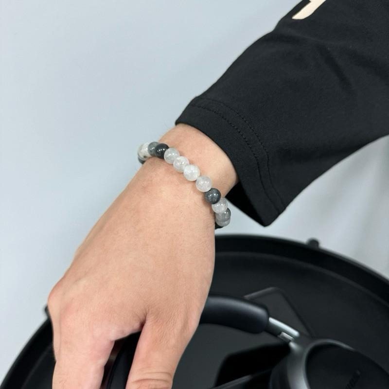 現貨 實拍 雲霧晶 串珠 手鍊 礦石 水晶 天然石 能量 手串 男 女 SW048-細節圖2