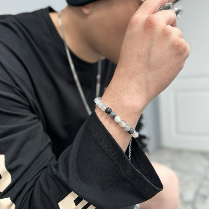 現貨 實拍 雲霧晶 串珠 手鍊 礦石 水晶 天然石 能量 手串 男 女 SW048-細節圖6