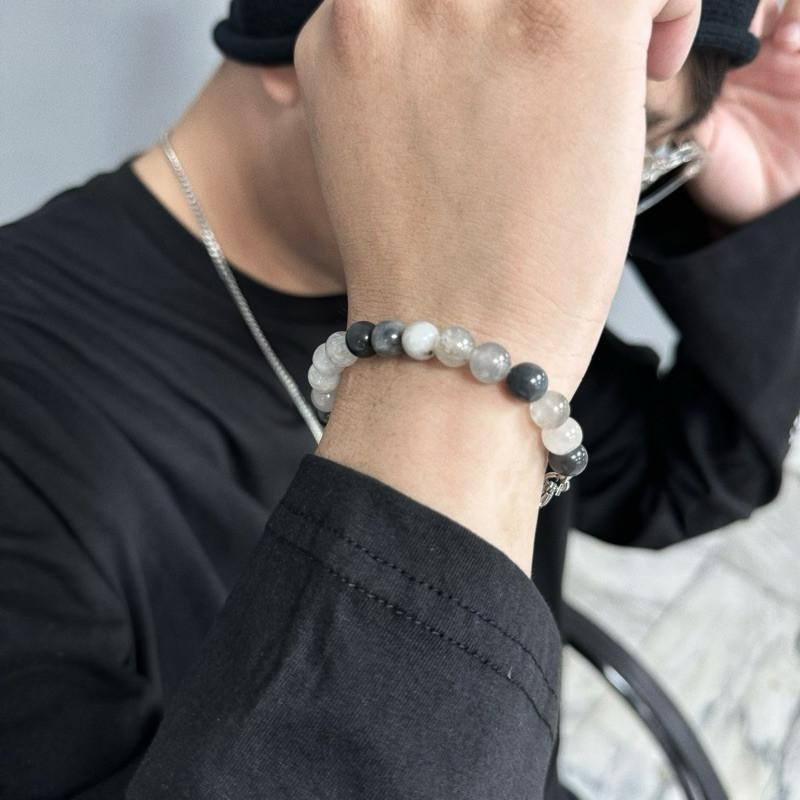 現貨 實拍 雲霧晶 串珠 手鍊 礦石 水晶 天然石 能量 手串 男 女 SW048-細節圖7