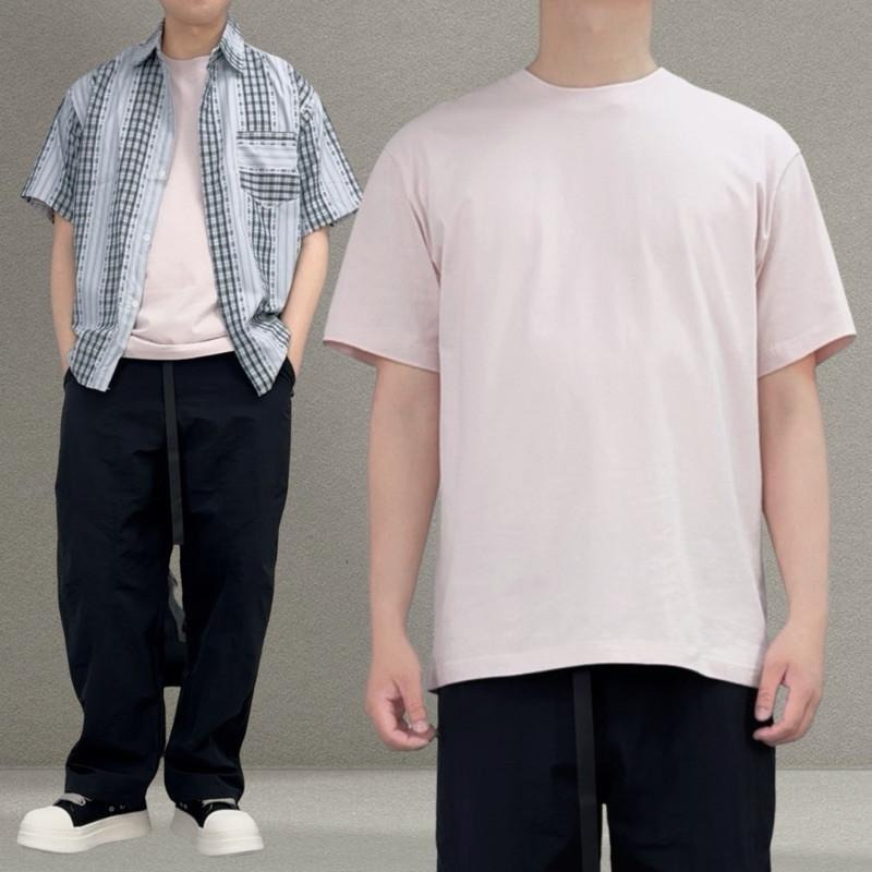 現貨 實拍 6色 奶茶系 純棉Tee 素Tee 馬卡龍 粉嫩色 挺版 情侶 舒適 粉紅色 短袖 上衣  ST038-細節圖5