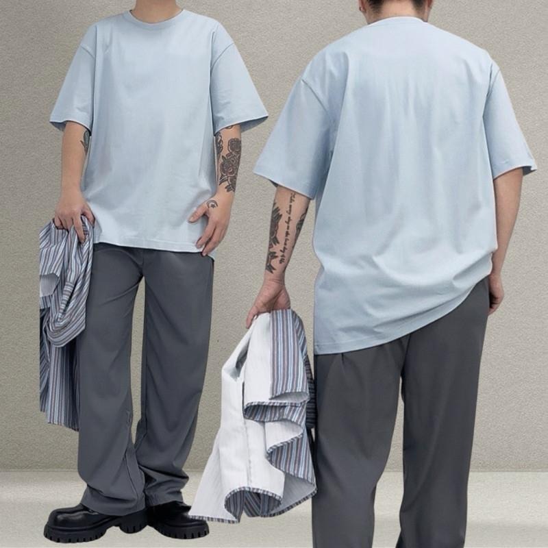 現貨 實拍 6色 奶茶系 純棉Tee 素Tee 馬卡龍 粉嫩色 挺版 情侶 舒適 粉紅色 短袖 上衣  ST038-細節圖7