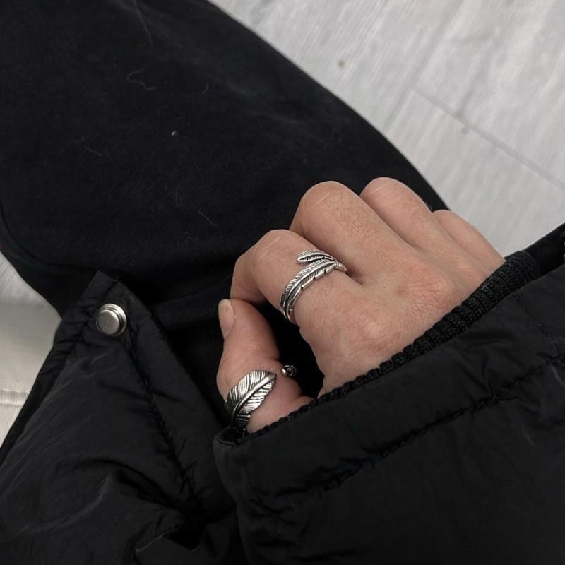 現貨 實拍 自由之心 窄版 羽毛 開口戒指 戒圍可調 男戒 男生飾品 復古戒指 銀飾 s925  SR034-細節圖3