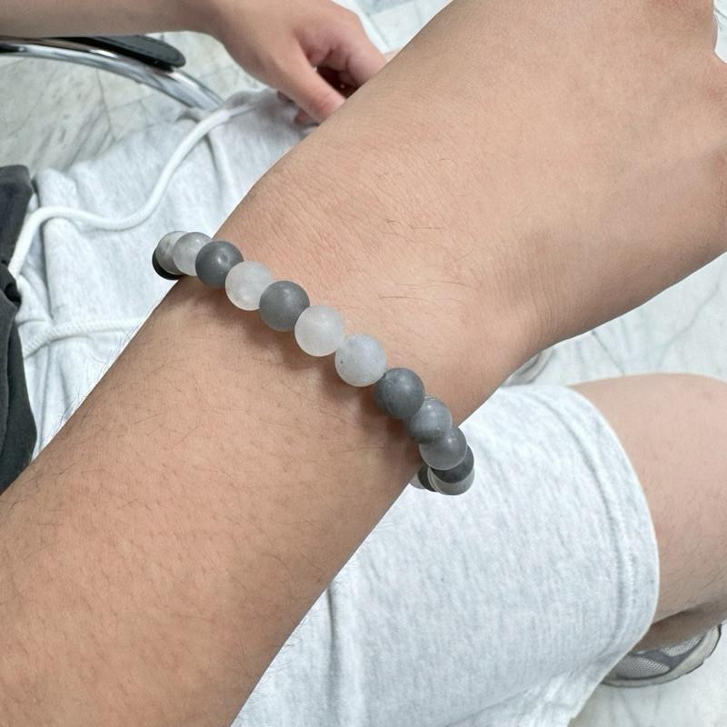 現貨 實拍 水墨灰 磨砂 串珠 手鍊 礦石 水晶 天然石 手串 男 女 SW047-細節圖2