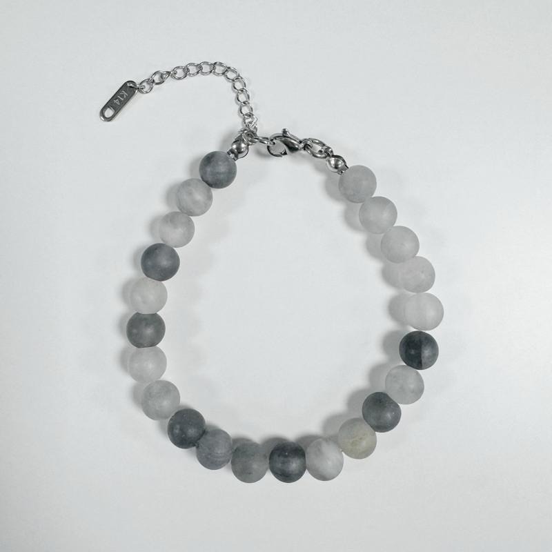 現貨 實拍 水墨灰 磨砂 串珠 手鍊 礦石 水晶 天然石 手串 男 女 SW047-細節圖5