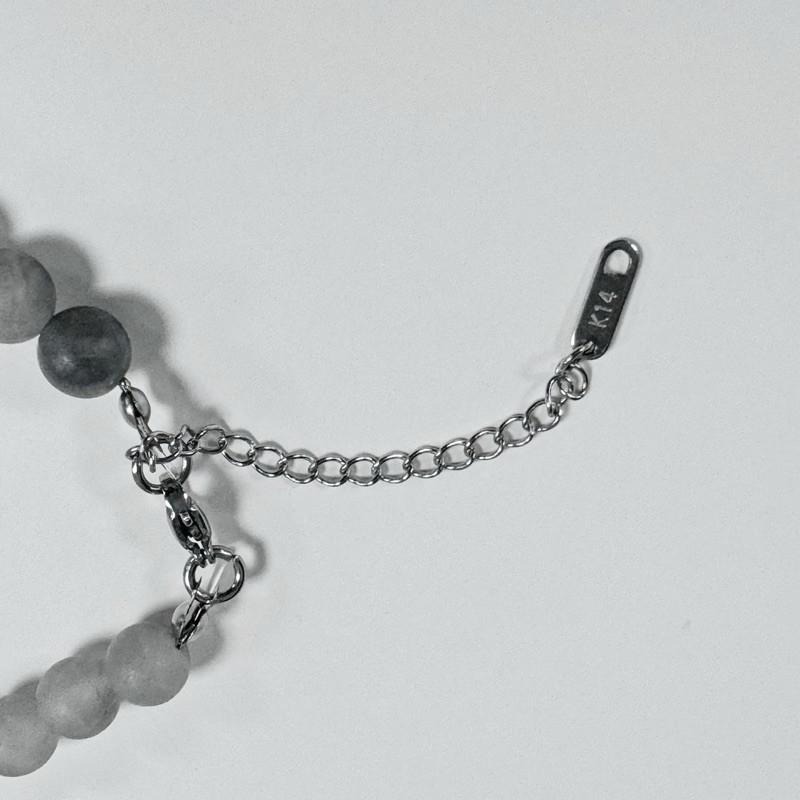 現貨 實拍 水墨灰 磨砂 串珠 手鍊 礦石 水晶 天然石 手串 男 女 SW047-細節圖7