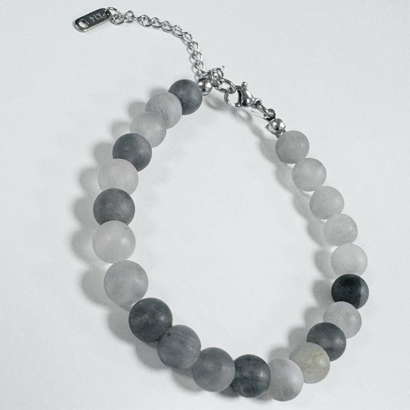現貨 實拍 水墨灰 磨砂 串珠 手鍊 礦石 水晶 天然石 手串 男 女 SW047-細節圖8