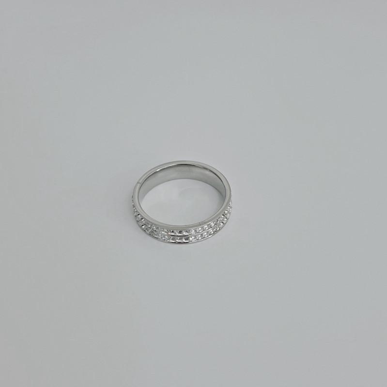 現貨 實拍 雙排滿鑽 鈦鋼戒指 男戒 亮鑽戒指 雙排鑽 兩排鑽 戒指-細節圖6