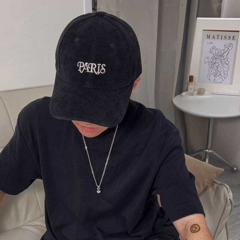 現貨 實拍 Paris 燈芯絨 深頂 老帽 刺繡 棒球帽 英文 厚挺 帽子-細節圖2