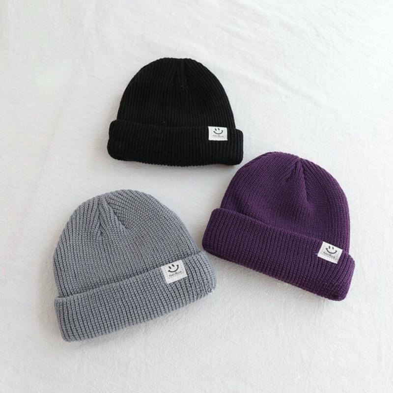 現貨有實戴 10色 好心情 微笑針織毛帽 親子 兒童 成人 瓜皮帽 保暖 毛帽 短毛帽 笑臉 毛線帽 地主帽-細節圖3