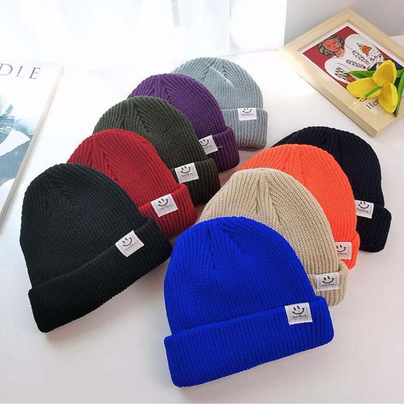 現貨有實戴 10色 好心情 微笑針織毛帽 親子 兒童 成人 瓜皮帽 保暖 毛帽 短毛帽 笑臉 毛線帽 地主帽-細節圖4