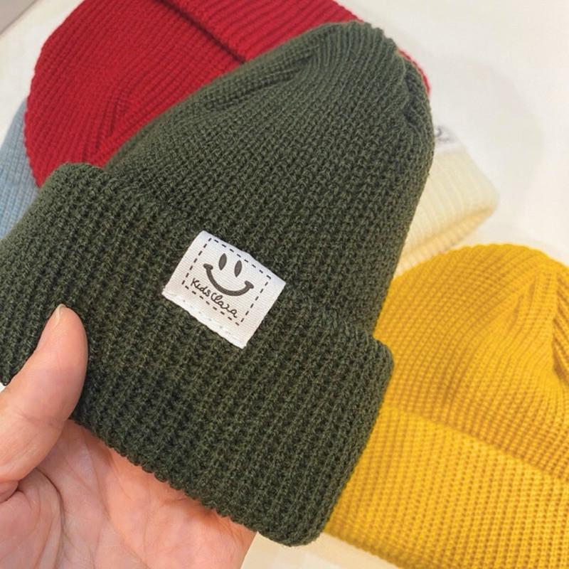 現貨有實戴 10色 好心情 微笑針織毛帽 親子 兒童 成人 瓜皮帽 保暖 毛帽 短毛帽 笑臉 毛線帽 地主帽-細節圖6