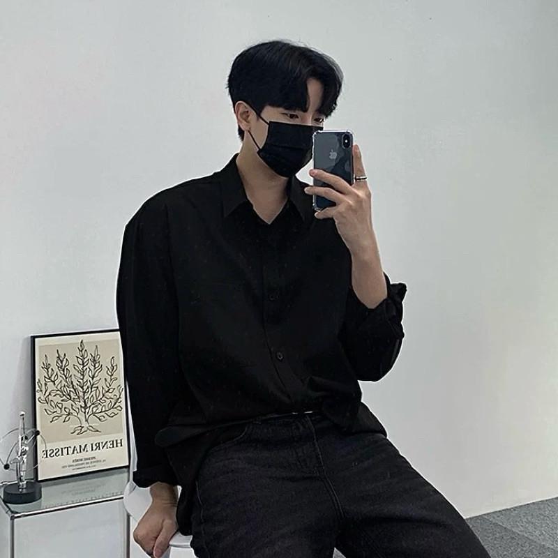 現貨3色 鬆弛感 長袖襯衫 雪紡襯衫 白襯衫 黑襯衫 白色襯衫 黑色襯衫 涼感 冰絲 男生襯衫 短袖上衣 素面 百搭襯衫-細節圖6