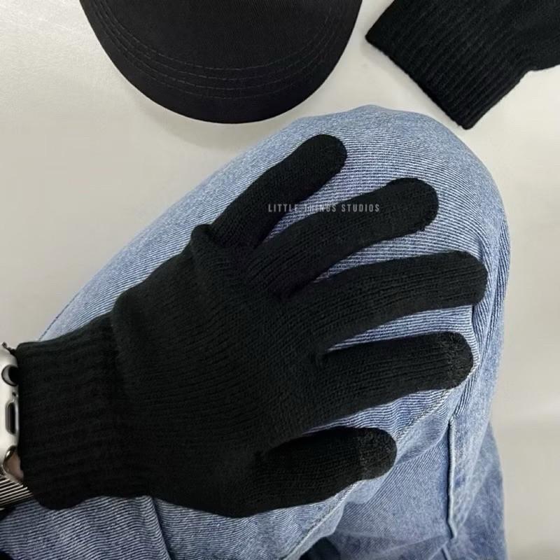 季末大特價 現貨 實拍 可觸控保暖手套 保暖手套 觸控手套 針織手套 加絨 厚款 騎車 黑色-細節圖2