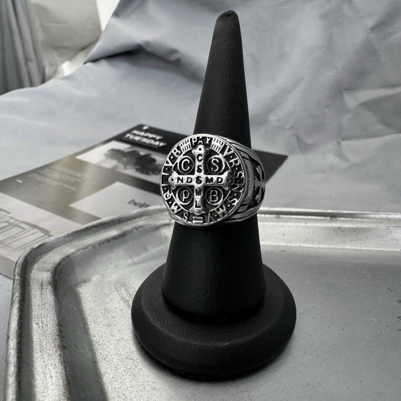 現貨 實拍 立體黑修士 圖章 戒指 鈦鋼 聖母 驅魔 男戒 寬戒-細節圖3