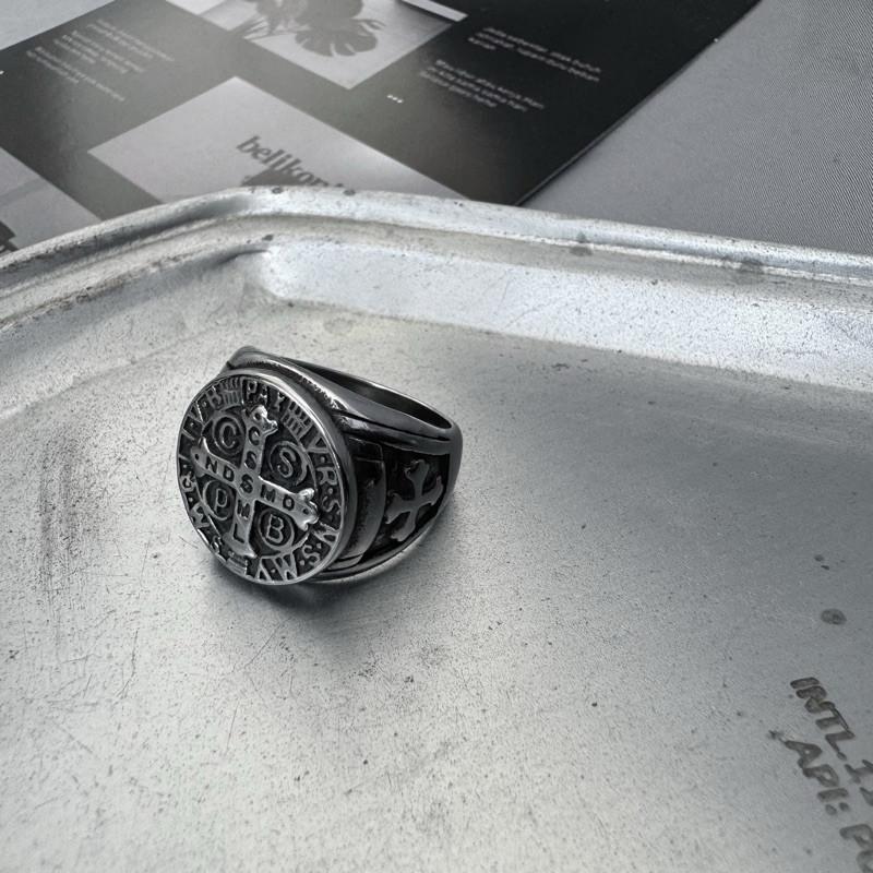 現貨 實拍 立體黑修士 圖章 戒指 鈦鋼 聖母 驅魔 男戒 寬戒-細節圖4