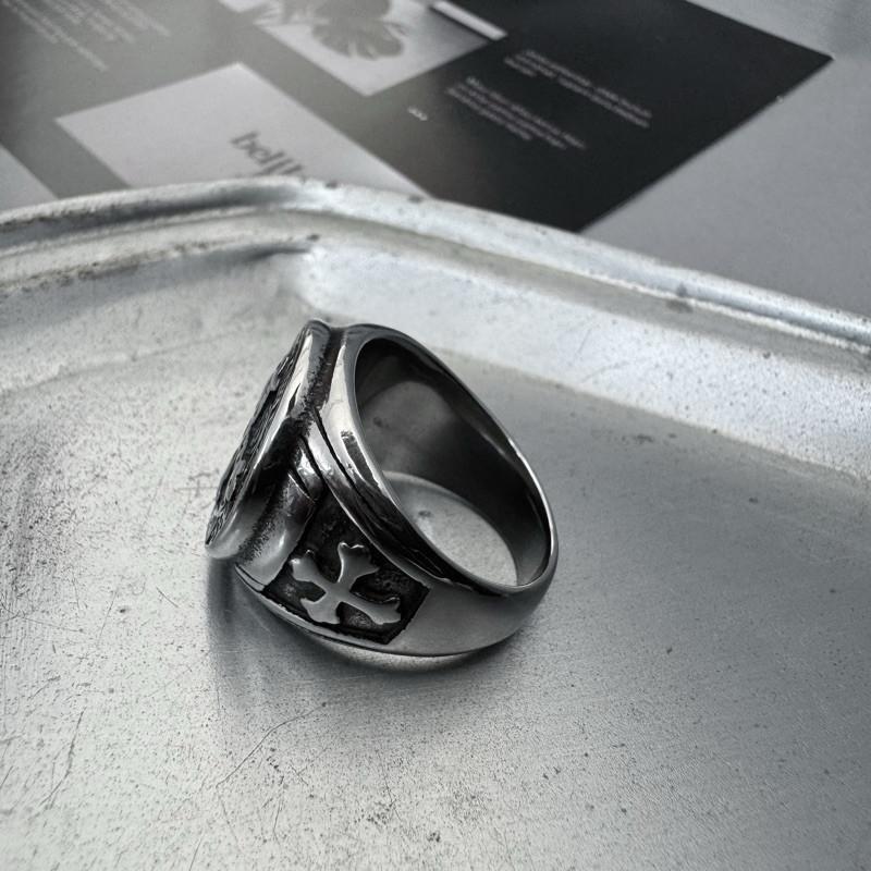 現貨 實拍 立體黑修士 圖章 戒指 鈦鋼 聖母 驅魔 男戒 寬戒-細節圖5