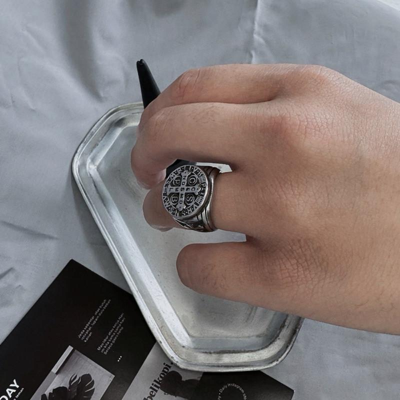 現貨 實拍 立體黑修士 圖章 戒指 鈦鋼 聖母 驅魔 男戒 寬戒-細節圖6