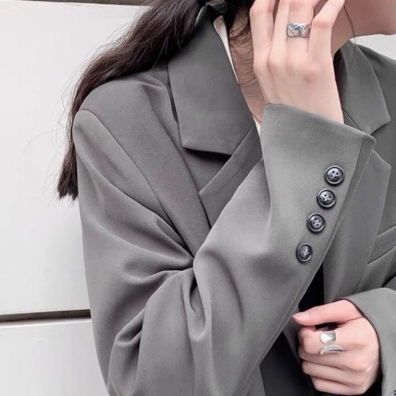 現貨 2色 女款 經典款修身西外 深灰色 西裝 外套 基本款 顯瘦-細節圖3