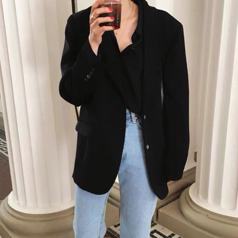 現貨 2色 女款 經典款修身西外 深灰色 西裝 外套 基本款 顯瘦-細節圖6