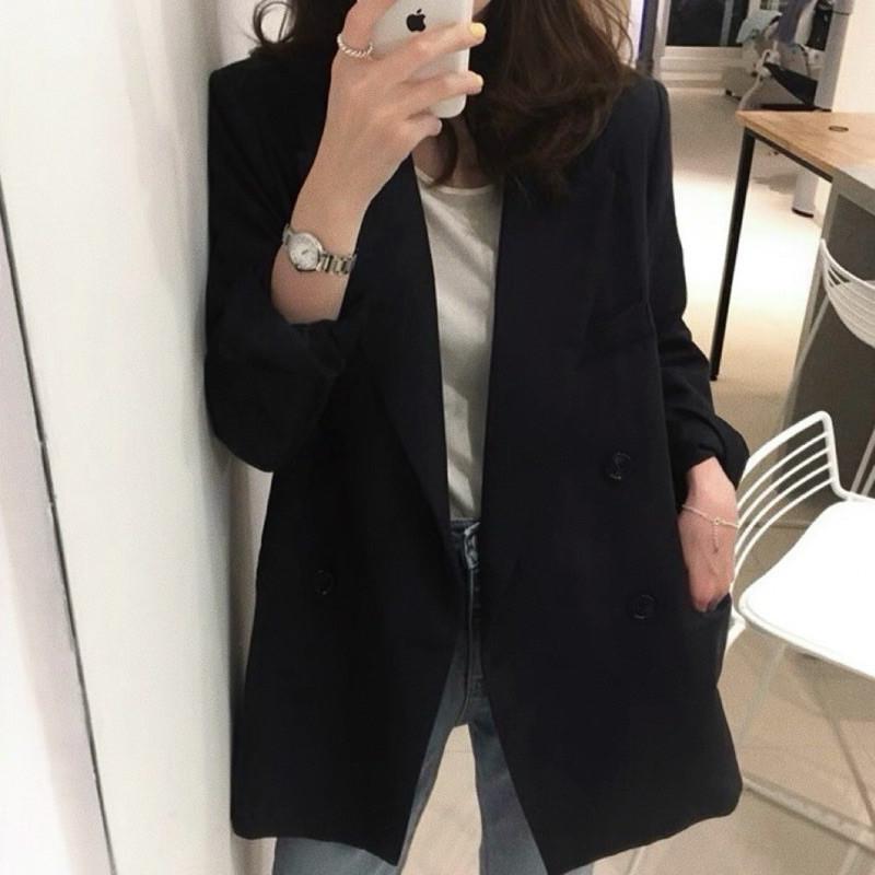 現貨 2色 女款 經典款修身西外 深灰色 西裝 外套 基本款 顯瘦-細節圖7