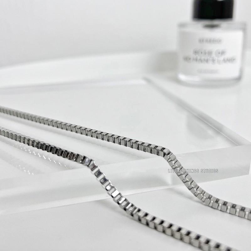 現貨 實拍 小方磚 鈦鋼項鍊 素項鍊 簡約 項鍊 男生項鍊 素鏈 長鏈 銀色 串接-細節圖3