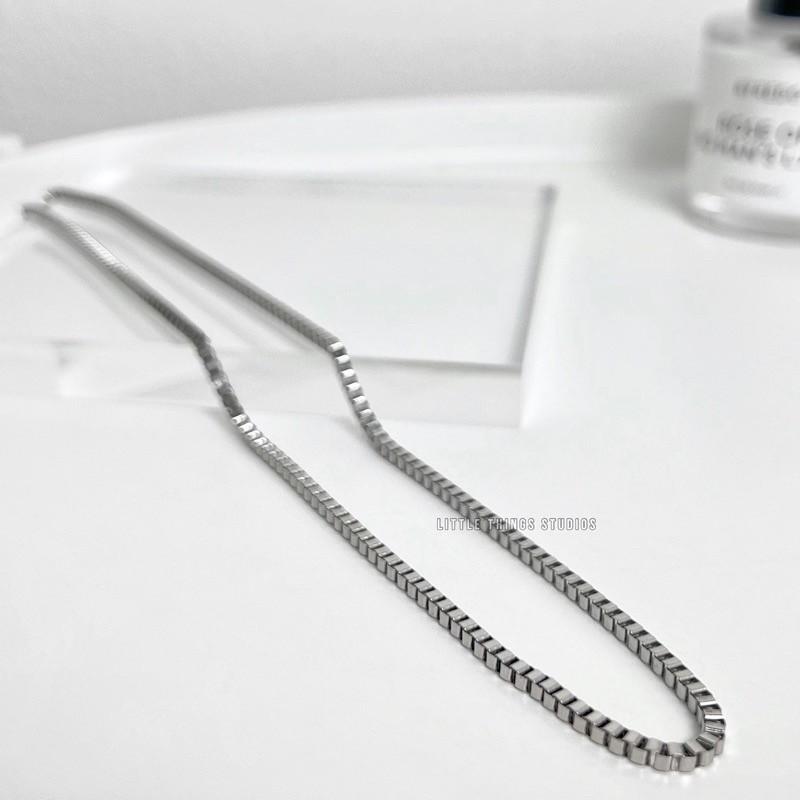 現貨 實拍 小方磚 鈦鋼項鍊 素項鍊 簡約 項鍊 男生項鍊 素鏈 長鏈 銀色 串接-細節圖5