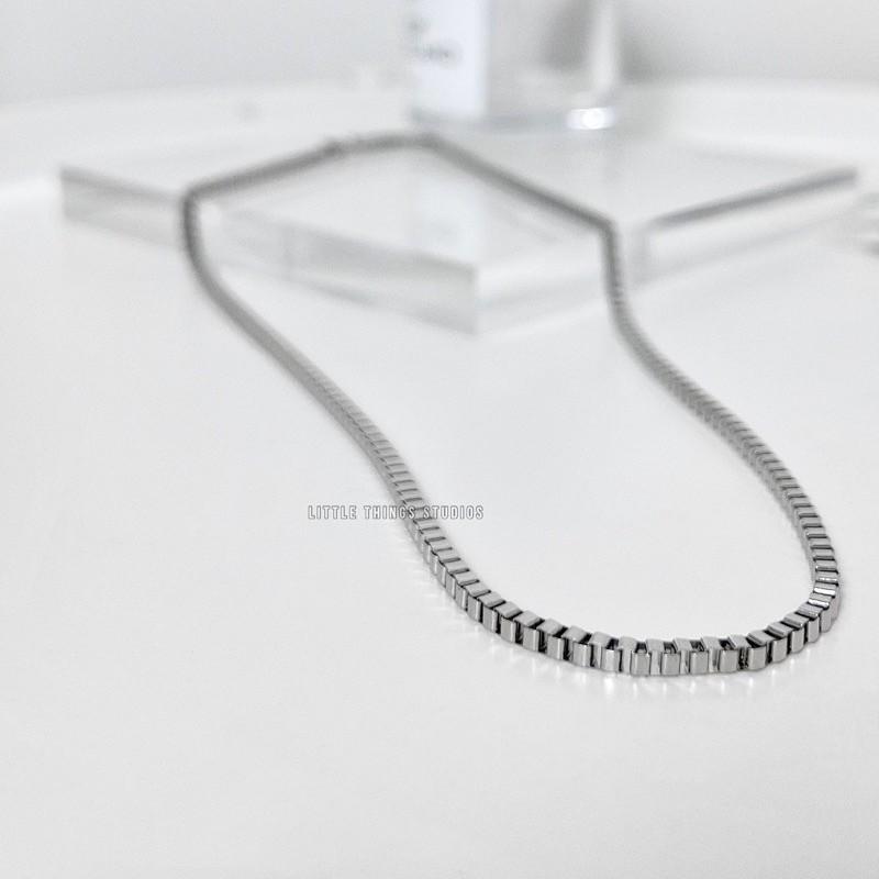 現貨 實拍 小方磚 鈦鋼項鍊 素項鍊 簡約 項鍊 男生項鍊 素鏈 長鏈 銀色 串接-細節圖8