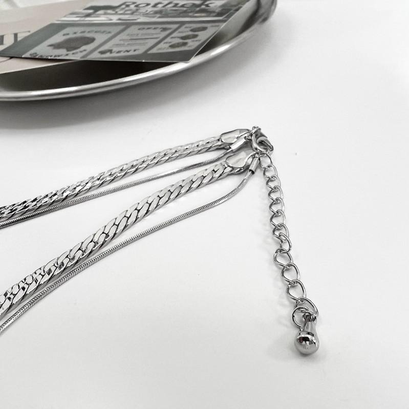 現貨 實拍 多層異形 鈦鋼 雙層 鋼飾 寶石項鍊 SN123-細節圖5