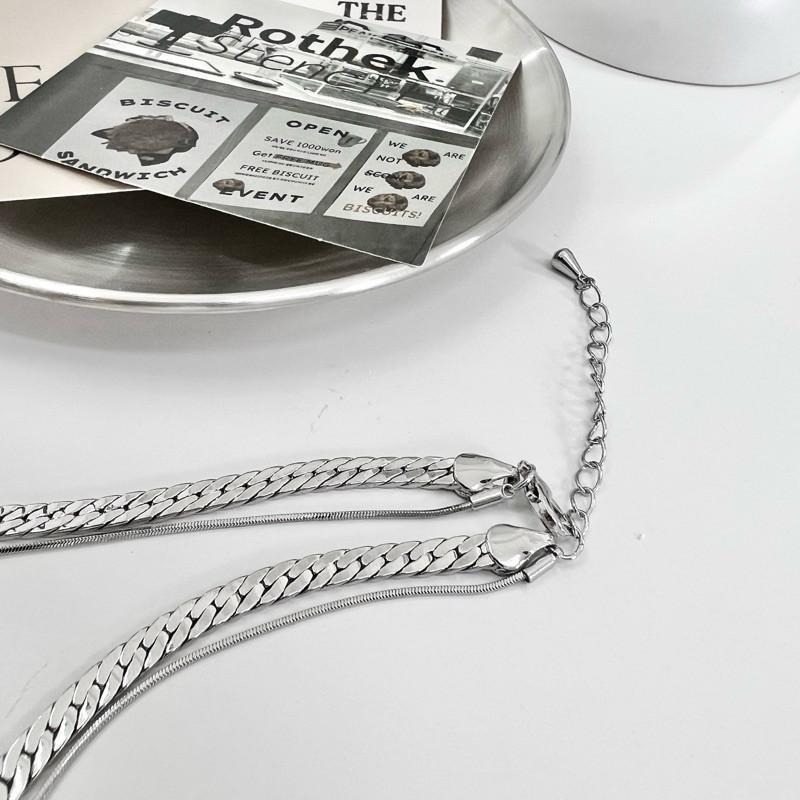 現貨 實拍 多層異形 鈦鋼 雙層 鋼飾 寶石項鍊 SN123-細節圖6