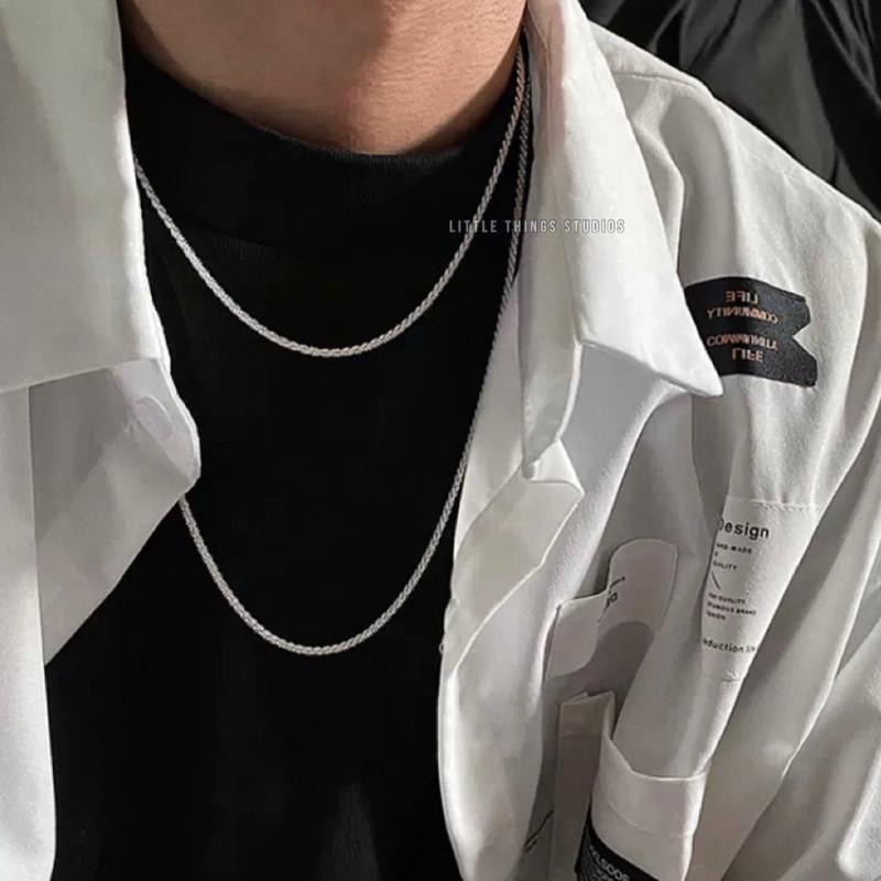 現貨 波光粼粼 蛇骨項鍊 鈦鋼 素鍊 銀色-細節圖2