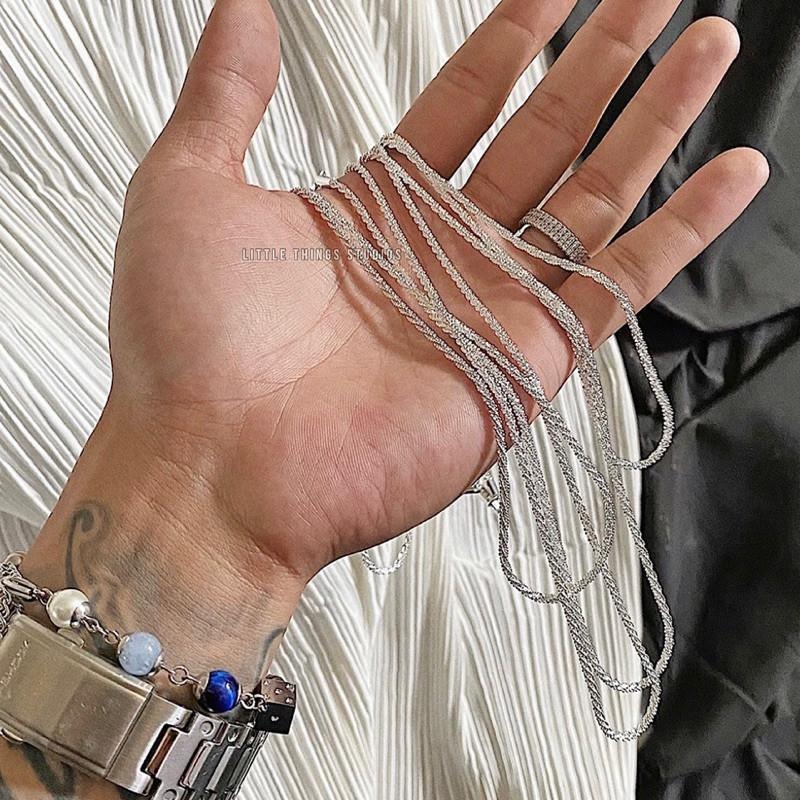 現貨 波光粼粼 蛇骨項鍊 鈦鋼 素鍊 銀色-細節圖4