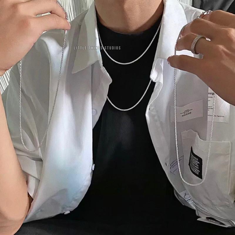 現貨 波光粼粼 蛇骨項鍊 鈦鋼 素鍊 銀色-細節圖7