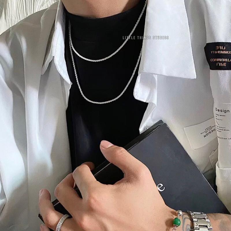 現貨 波光粼粼 蛇骨項鍊 鈦鋼 素鍊 銀色-細節圖8