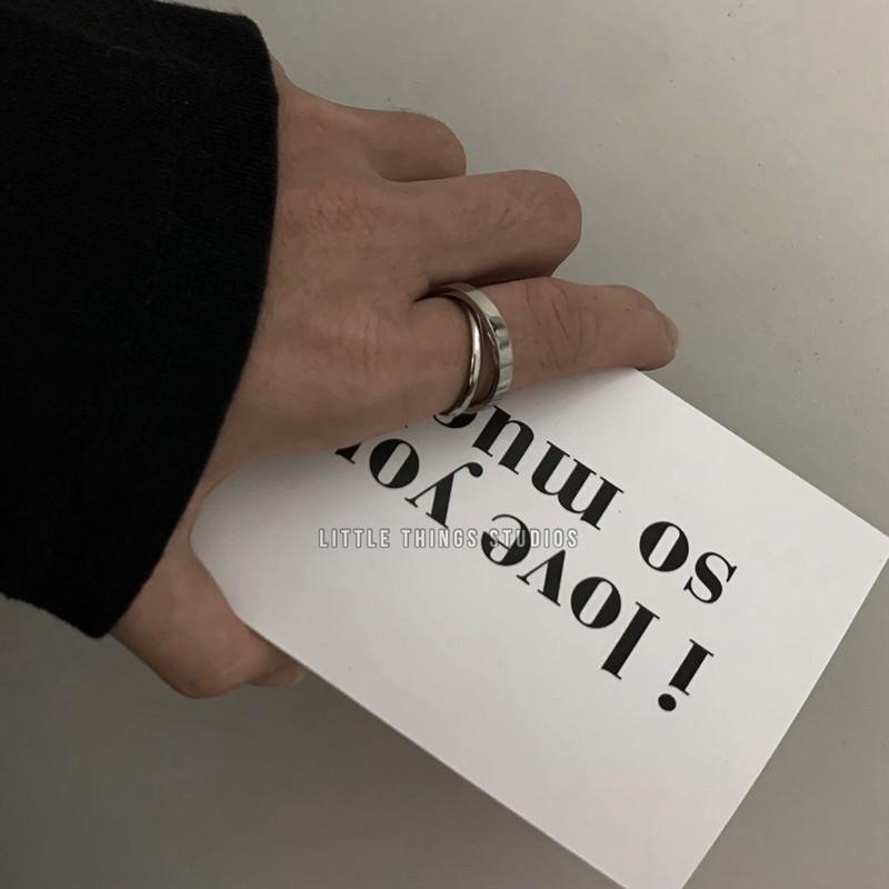 現貨 有實拍 多層雙圈 鈦鋼戒指 對戒 情侶戒指 雙圈戒指 雙環戒指 男戒 女戒 質感-細節圖3