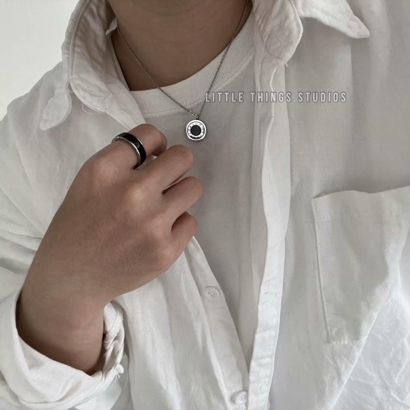 現貨 實拍 羅曼式 全鋼項鍊 情侶項鍊 圓盤 鈦鋼 項鍊 雙面 翻轉-細節圖2