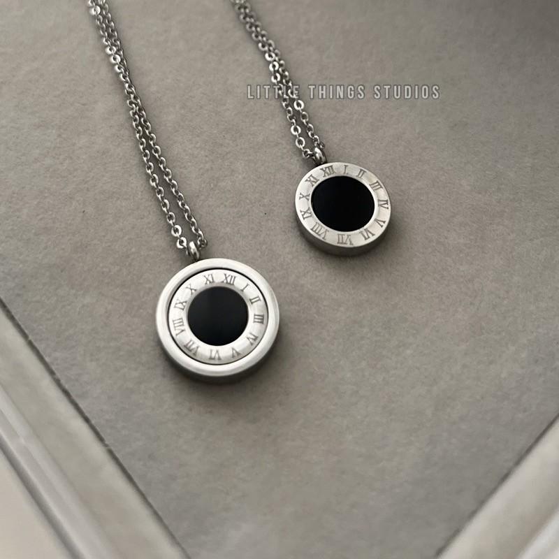 現貨 實拍 羅曼式 全鋼項鍊 情侶項鍊 圓盤 鈦鋼 項鍊 雙面 翻轉-細節圖3