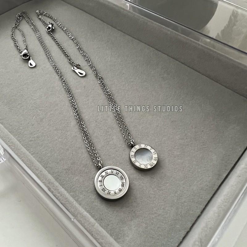 現貨 實拍 羅曼式 全鋼項鍊 情侶項鍊 圓盤 鈦鋼 項鍊 雙面 翻轉-細節圖4