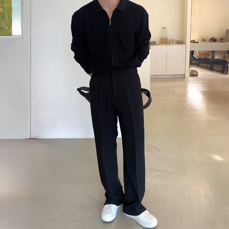 現貨 實拍 4色 垂墜感 直筒 西褲 素面 西裝褲 長褲 西裝長褲 舒適 垂墜-細節圖3