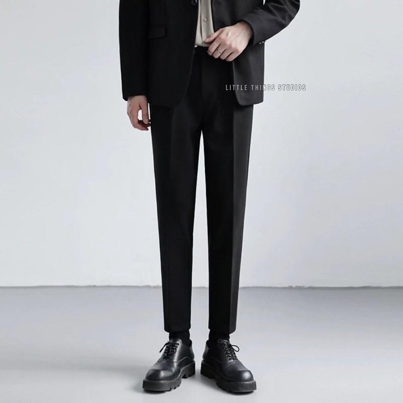 現貨 實拍 3色 西裝九分褲 修身 套裝 灰 西裝褲-細節圖2