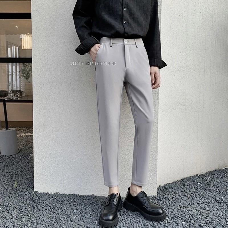 現貨 實拍 3色 西裝九分褲 修身 套裝 灰 西裝褲-細節圖4