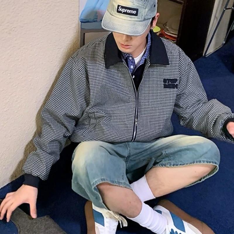 現貨 細節實拍 巴恩風 翻領 格子 夾克 外套 撞色 格紋 男 SJ013-細節圖5